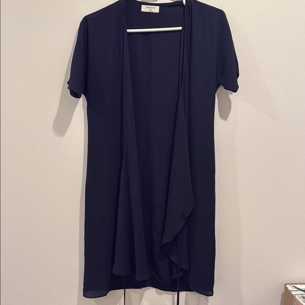 Navy Aritzia Short Sleeve Wrap Dress